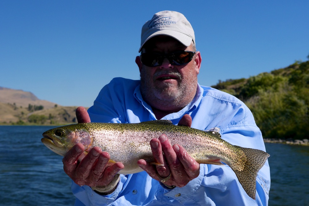 Jim with a Rainbow Trout.