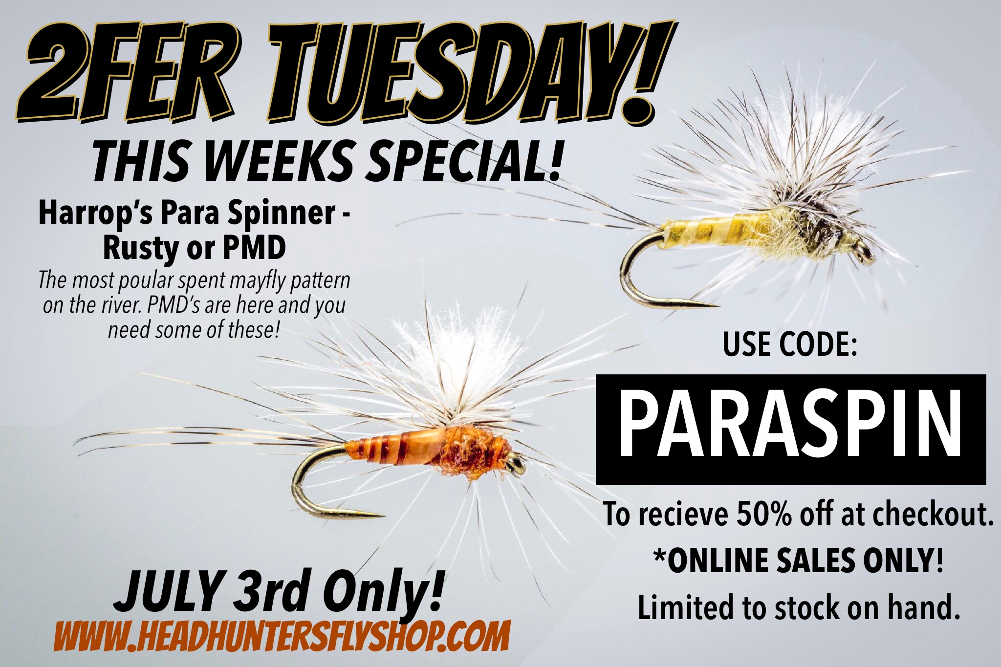 2FER TUESDAY Harrop's Para Spinner Rusty or PMD